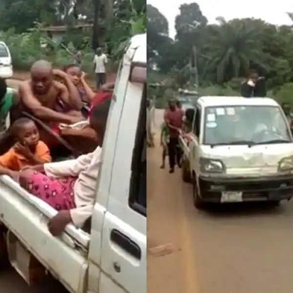 Evil Pastor Caught With Pot Of Charms, Disgraced & Banished From A Village With His Family (Photos)
